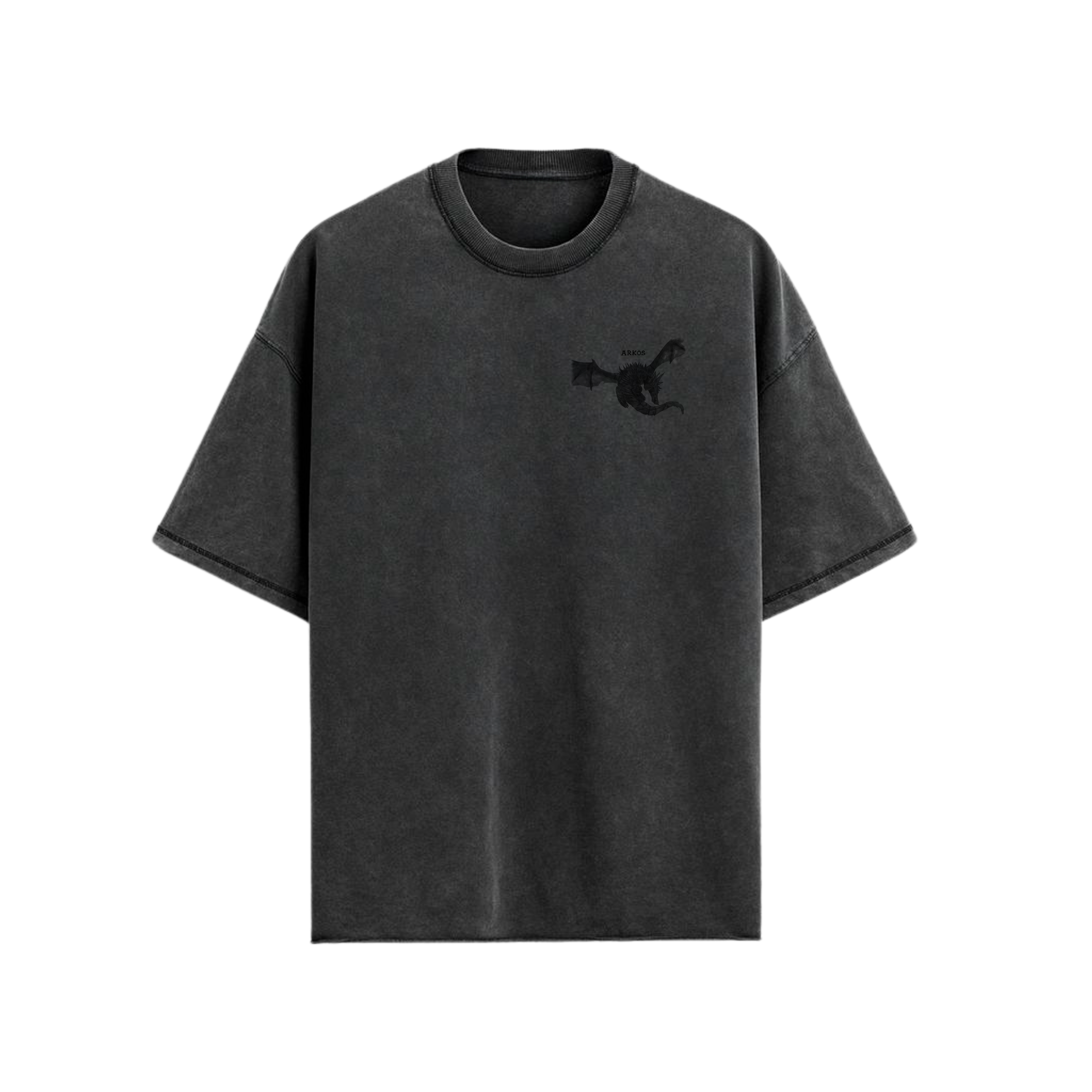 Camiseta Gris Ceniza Acid Wash Dragón