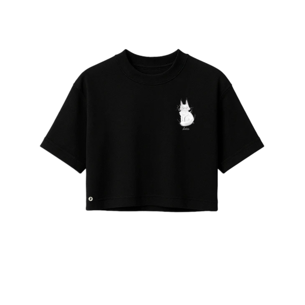 Crop-top tacto frio gato punto corazón