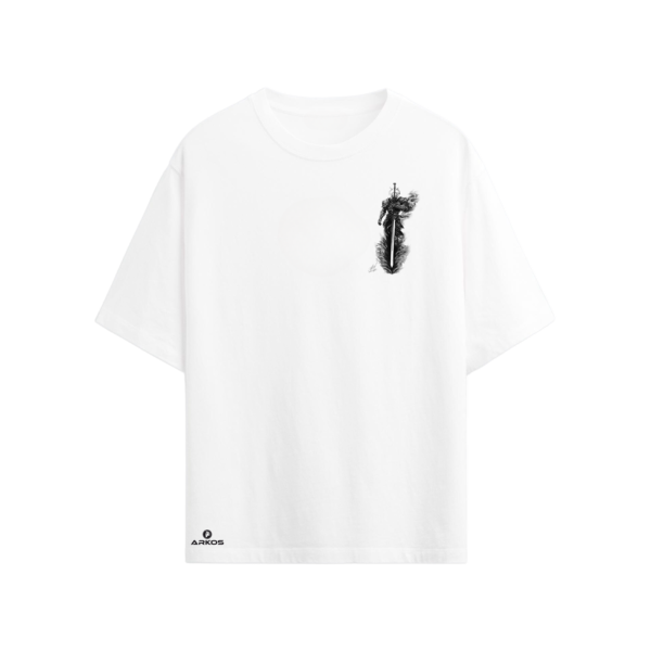 Camiseta Oversize Blanca – Guerrero de la Espada Oscura