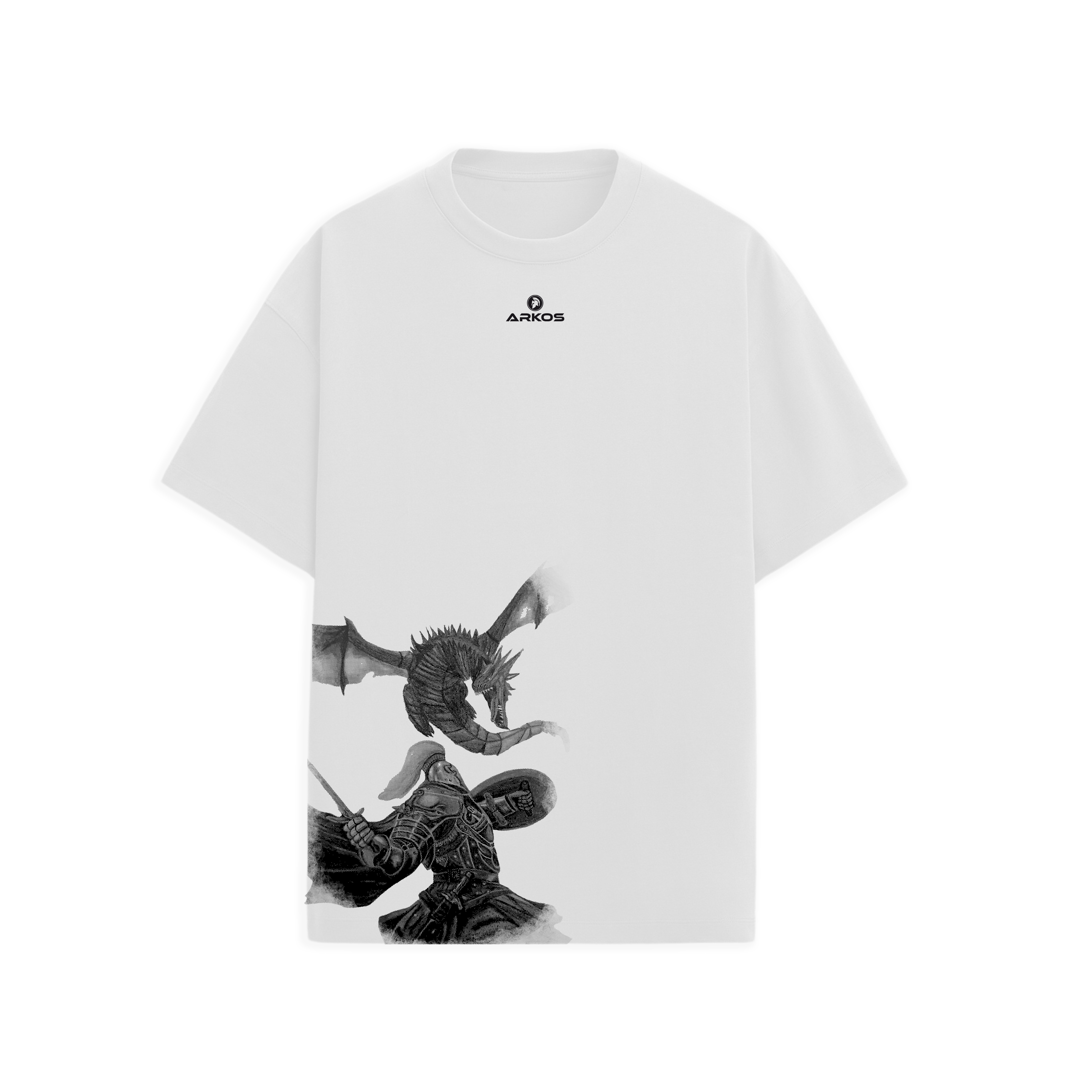 Camiseta Oversize Blanca – Guerrero contra Dragón