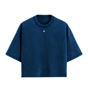 Camiseta Boxy Fit Azul Petroleo Acid Wash